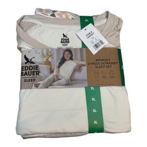Eddie Bauer Women's Ultrasoft Sleep Set - Cream and Gray